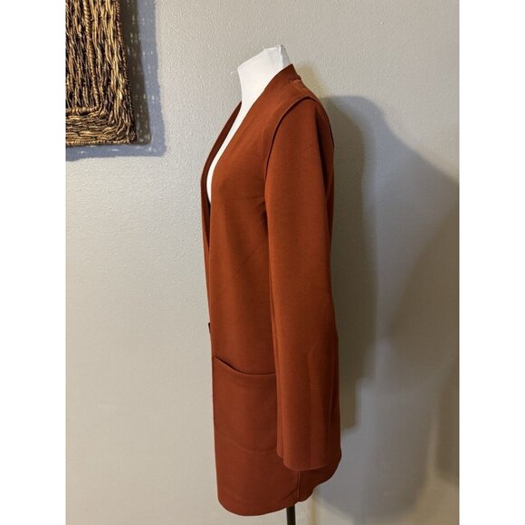 Carolina Belle Montreal Rust Orange Brown Long Cardigan Duster Jacket XS NEW - Picture 7 of 12